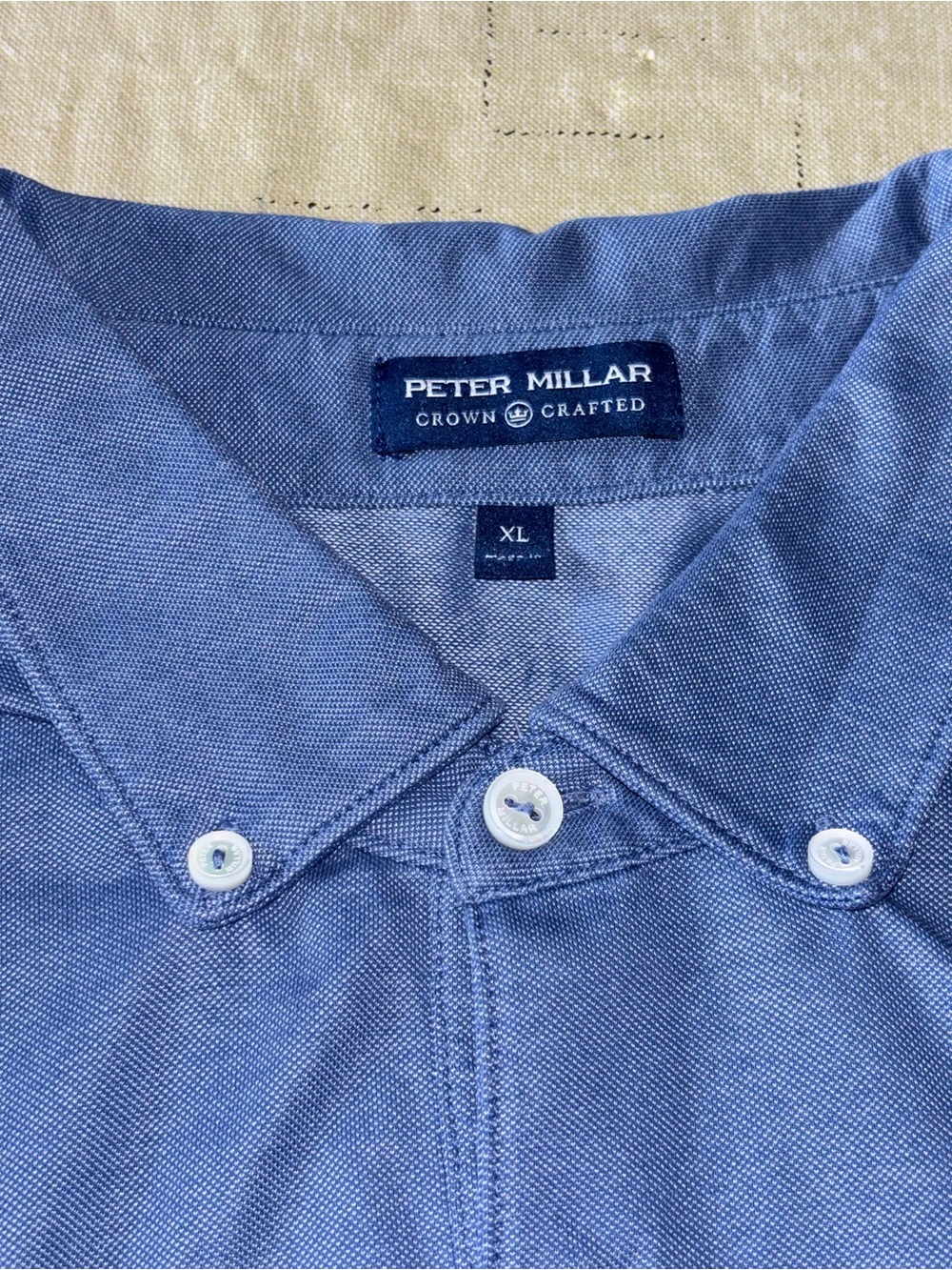 Peter Millar Soul Performance Mesh Polo Mens XL Blue Crown Crafted Golf Shirt